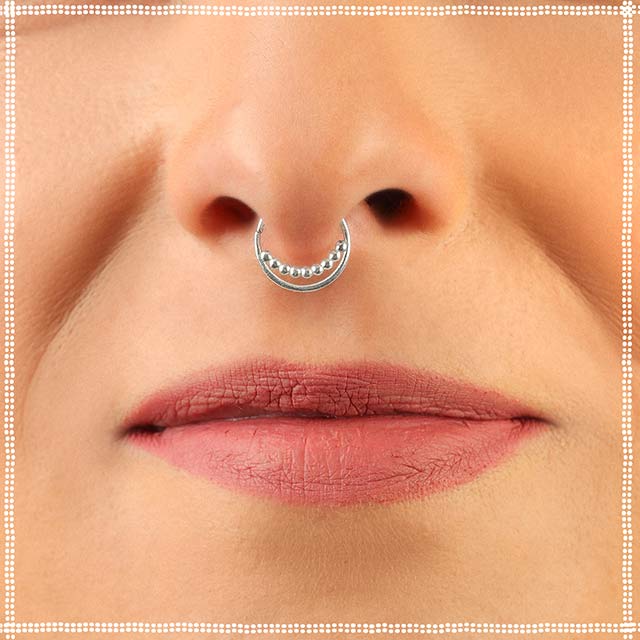 Boho Lace Faux Septum Ring (Silver) – Cali Crystals